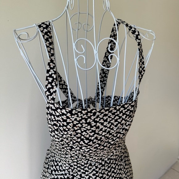 Revolve LPA backless dress mini small leaves viscose blend size S black white - Picture 2 of 11